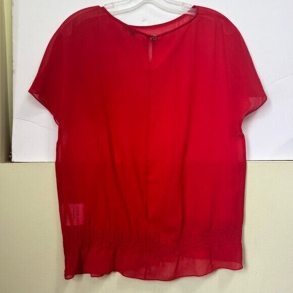 Ted Baker Floral Applique 3D Chiffon Sheer Top Blouse Crew Loose Red Box Fairy S - Picture 4 of 16